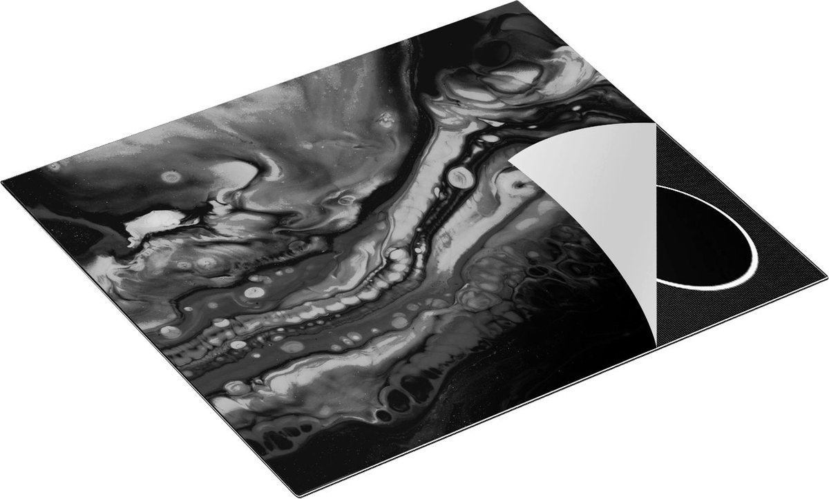 Chefcare Inductie Beschermer Abstracte Kunst - Zwart Wit - 58,3x51,3 cm - Afdekplaat Inductie - Kookplaat Beschermer - Inductie Mat
