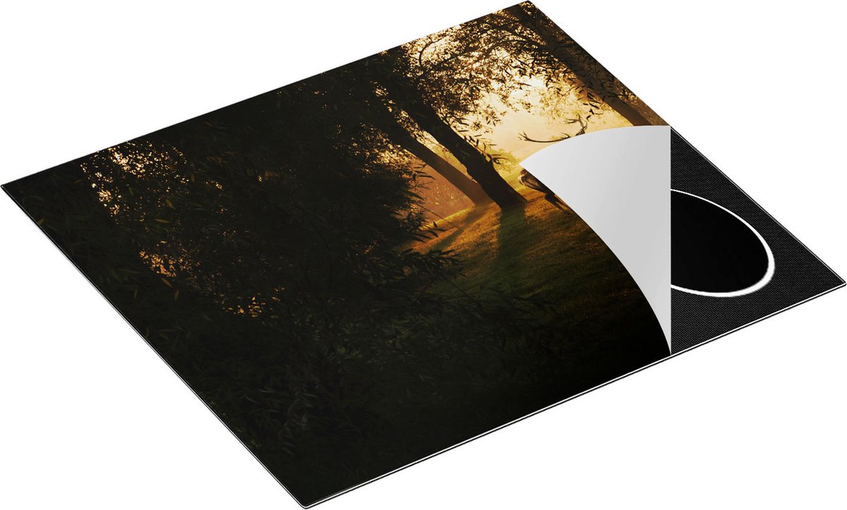 Chefcare Inductie Beschermer Hert in het Donkere Groene Bos - 58,3x51,3 cm - Afdekplaat Inductie - Kookplaat Beschermer - Inductie Mat