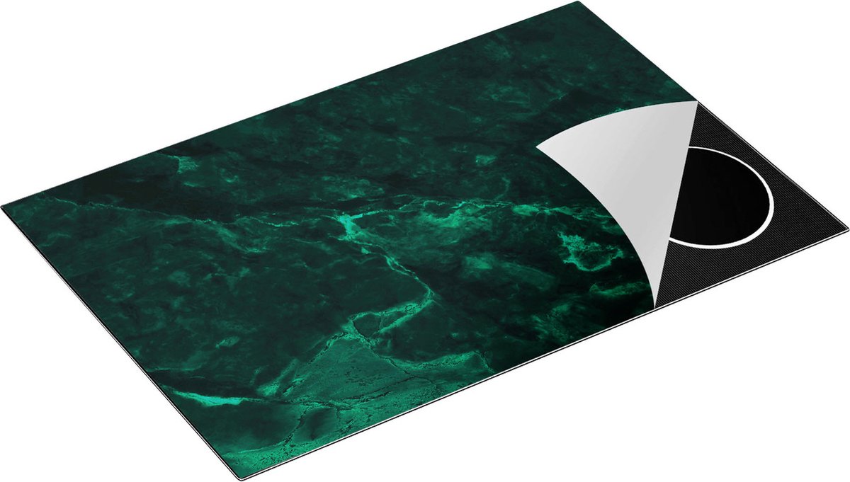 Chefcare Inductie Beschermer Abstracte Kunst - Donker Groene Marmer - 83x51,5 cm - Afdekplaat Inductie - Kookplaat Beschermer - Inductie Mat