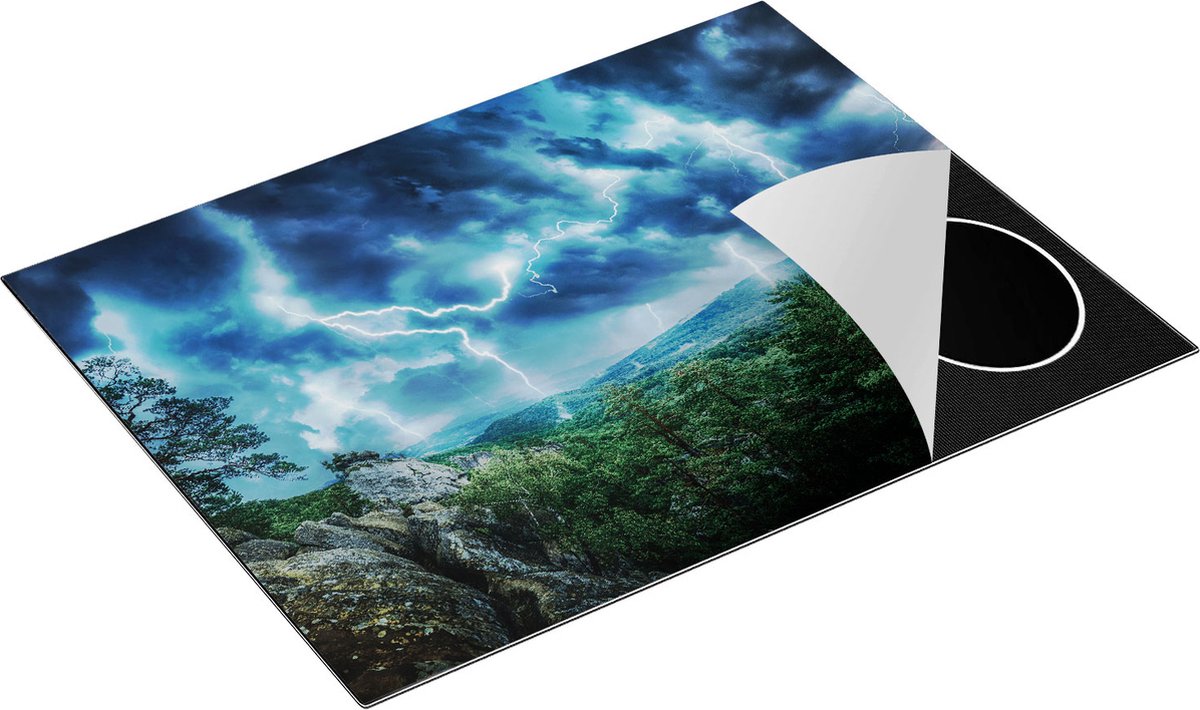 Chefcare Inductie Beschermer Onweer in het Bos - Bliksem - 77x59 cm - Afdekplaat Inductie - Kookplaat Beschermer - Inductie Mat