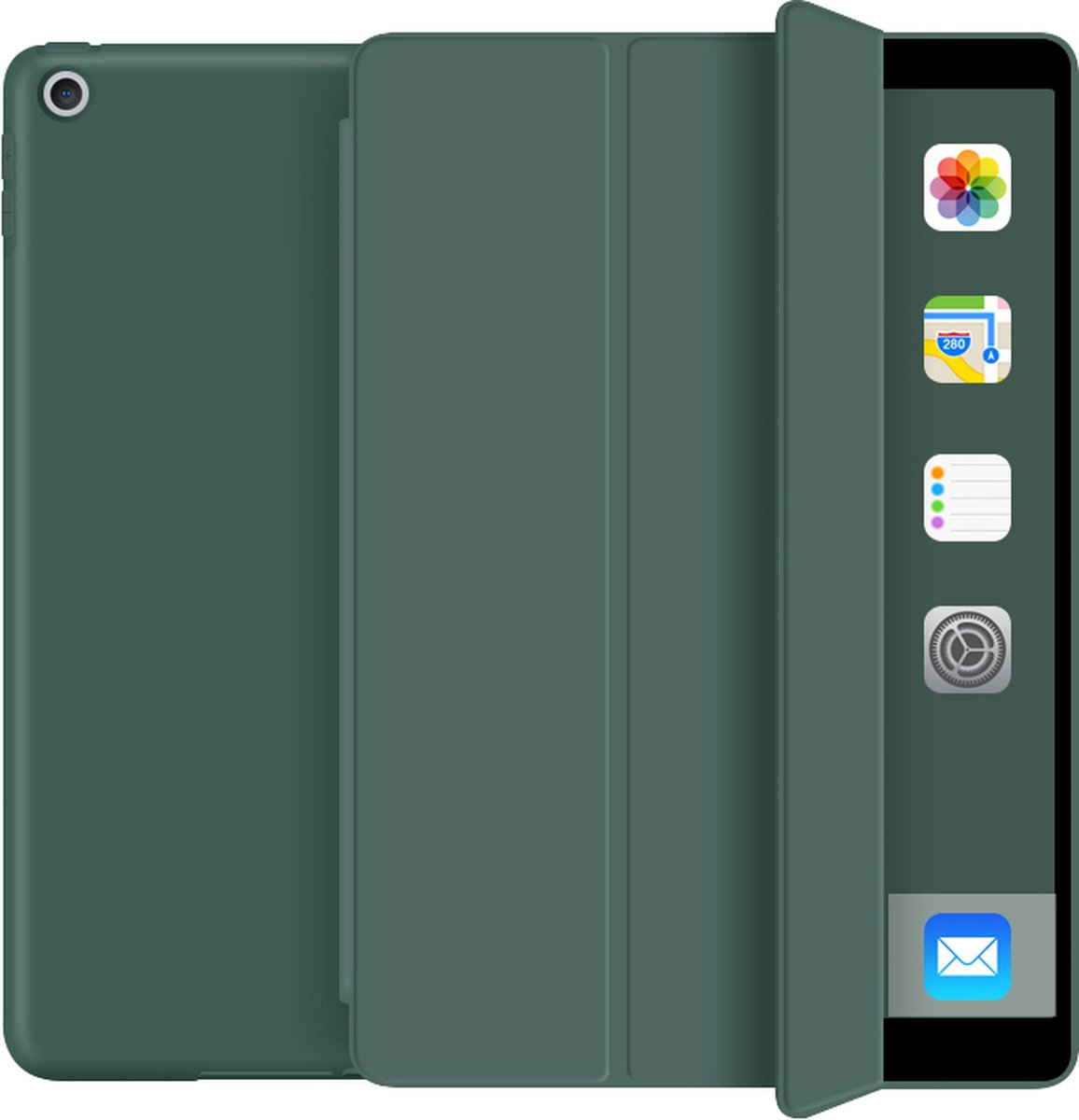 Hoes geschikt voor iPad 2019/2020/2021 -– Groen - 10.2 Inch Ipad 7/8/9 Soft Silicone Magnetische Smart Folio Book Case -papierachtig - Apple - iPad 7 – iPad 8 - iPad Hoesje - Ipad Case - Ipad Hoes - Autowake - Tri-fold - Tablethoes – Smartcase