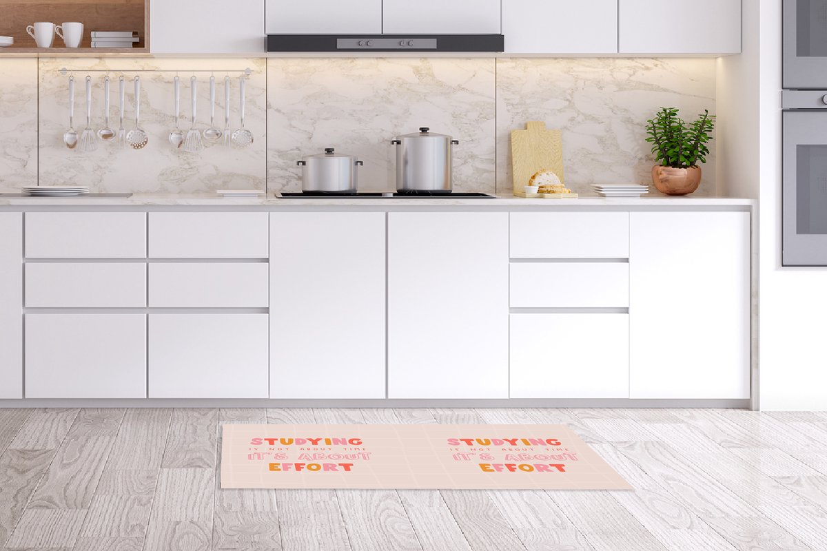 KitchenYeah Keukenloper - Loper keuken - Studeren - Tijd - Spreuken - Student - 120x50 cm - Keukenloper vinyl Multicolor