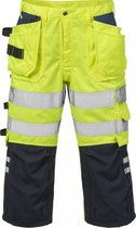 Fristads Hi Vis 3/4 Broek Klasse 2 2027 Plu - Hi-Vis geel/marineblauw - D92