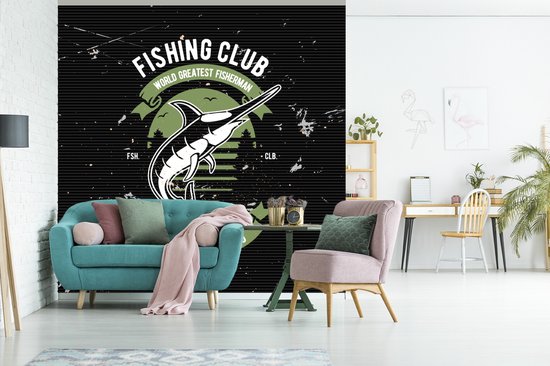 Papier Peint - Papiers Papier peint photo Poissons - Rétro - Dessin - Citation - Largeur 280 cm x Hauteur 280 cm