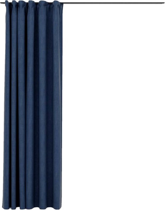 vidaXL - Gordijn - linnen-look - verduisterend - met - haken - 290x245 - cm - blauw
