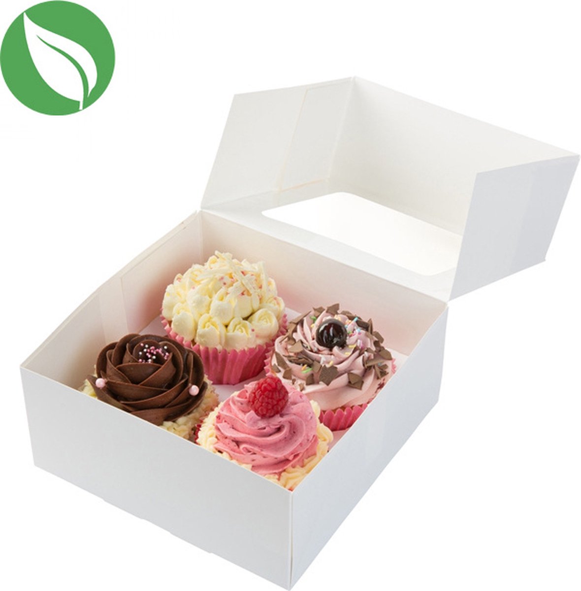 Biologische doos voor 4 cupcakes (25 stuks)