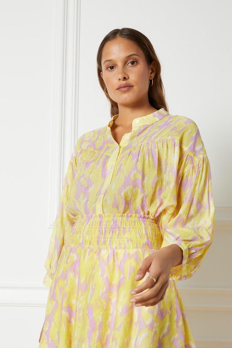Refined Department Blouse Wide Blouse Gabe R22059374 Soft Yellow 401 Dames Maat - L
