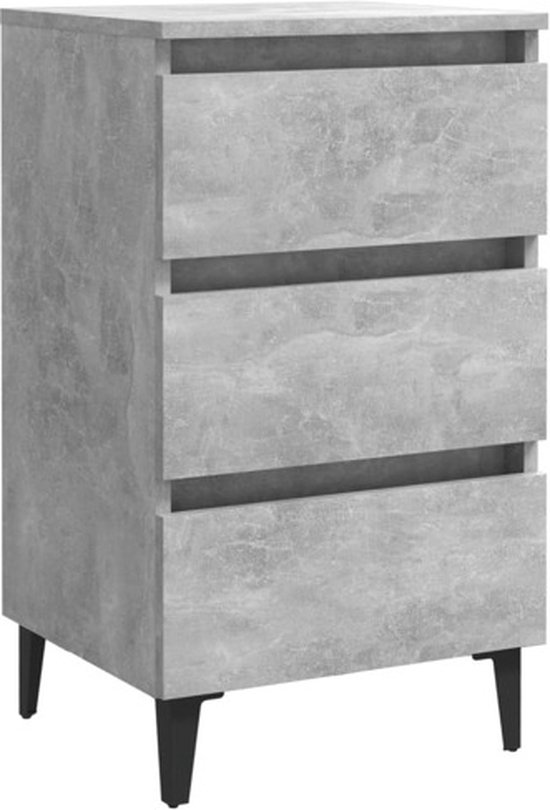 vidaXL-Nachtkastje-met-metalen-poten-40x35x69-cm-betongrijs