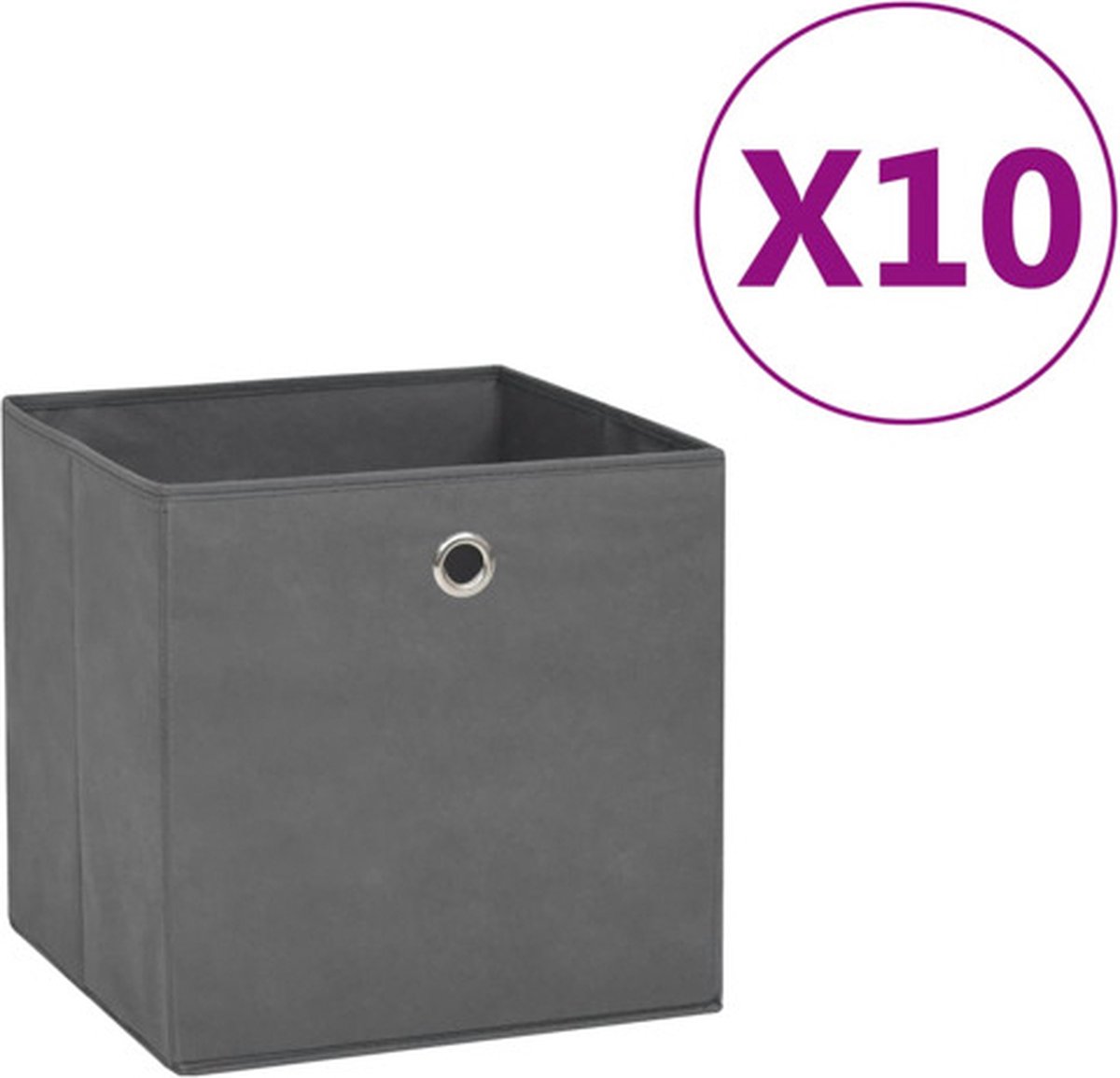 vidaXL Opbergboxen 10 st 28x28x28 cm nonwoven stof grijs