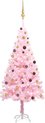 vidaXL - Kunstkerstboom - met - verlichting - en - kerstballen - 210 - cm - PVC - roze