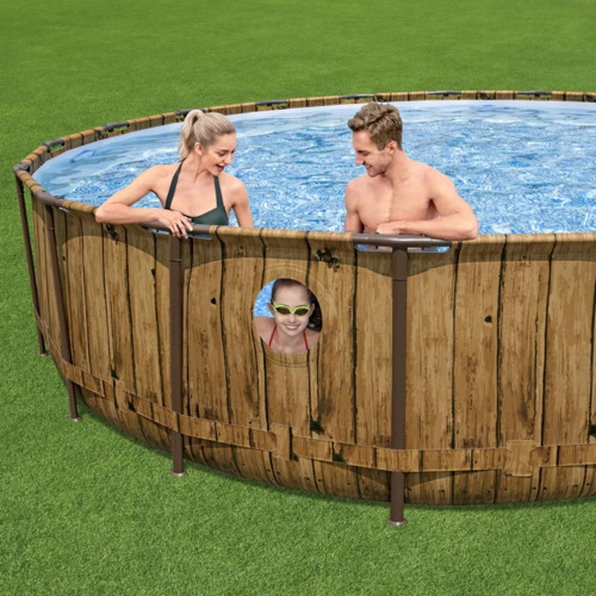 Bestway - Power Steel Swim Vista - Opzetzwembad inclusief filterpomp en accessoires - 549x122 cm - Houtprint - Rond — afbeelding 16