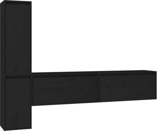 vidaXL - Tv-meubelen - 4 - st - massief - grenenhout - zwart