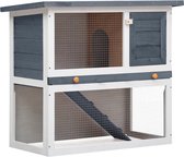 vidaXL - Konijnenhok - voor - buiten - met - 1 - deur - hout - grijs