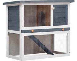 vidaXL - Konijnenhok - voor - buiten - met - 1 - deur - hout - grijs