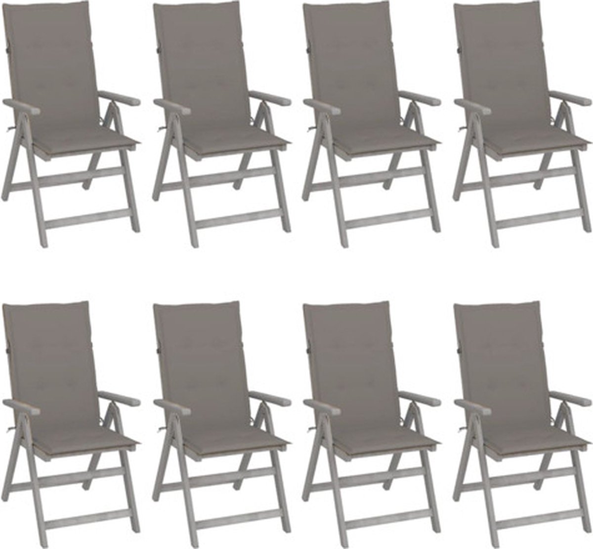 vidaXL - Tuinstoelen - 8 - st - verstelbaar - met - kussens - acaciahout - grijs