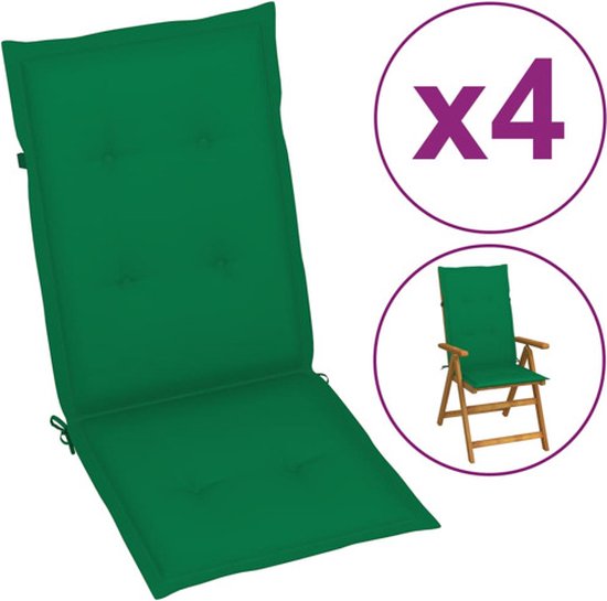 Coussins de chaise de jardin vert 120x50x3 cm 4 pcs