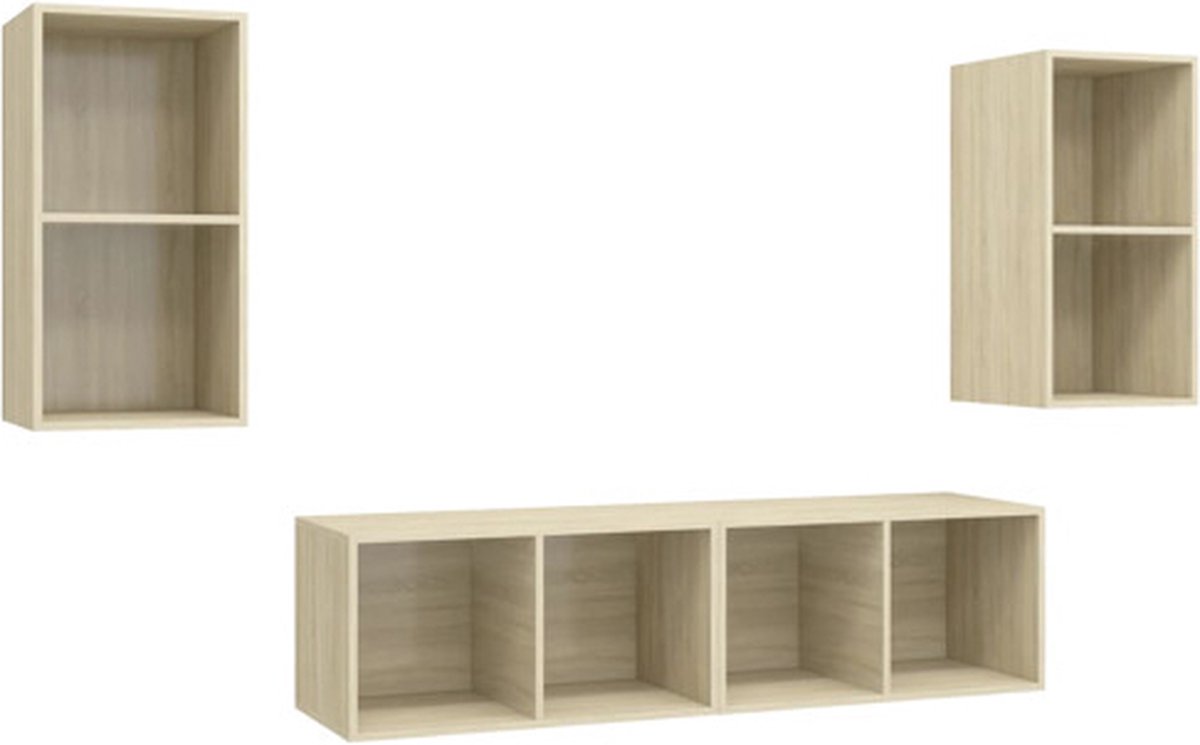 vidaXL - Tv-wandmeubelen - 4 - st - bewerkt - hout - sonoma - eikenkleurig