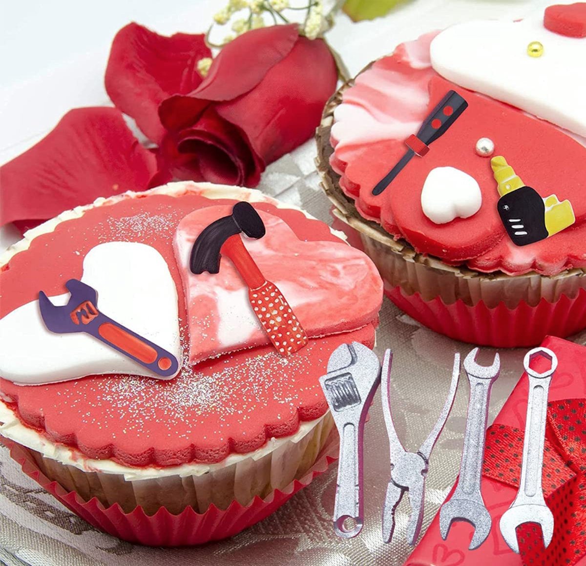 Allforhome 3-delige siliconen vorm om te bakken en te knutselen, mini- bloemen, voor suikerglazuur/taartdecoratie, giethars, fondant, 1,5 cm