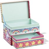 Totum Unicorn sieradendoosje kids beauty doosje versieren speelgoed meisjes knutselen cadeau tip - 15 x 10 x 10 cm mozaïek
