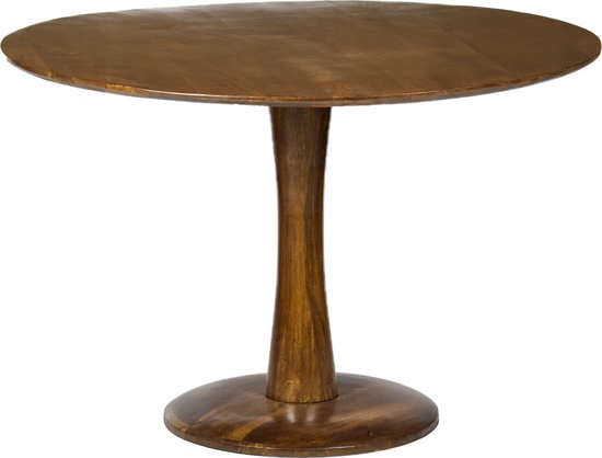 Scandi-design - Table à manger - ronde - 120cm - marron - bois de manguier - massif - pied central