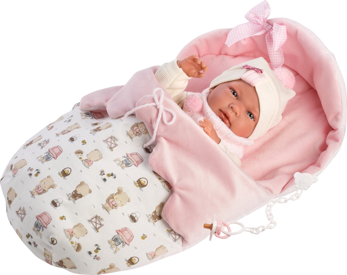Llorens Babypop Nica fullbody meisje 40 cm met slaapzak en speen