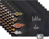 Placemat - Quotes - Specerijen - Kruiden - Spreuken - Lekker eten - 45x30 cm - 6 stuks - Hittebestendig - Anti-Slip - Onderlegger - Afneembaar