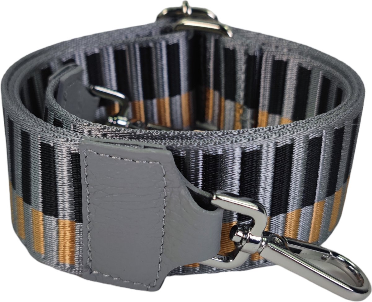 Qischa® Bag strap - Tassenriem - Schouderband - Schouderriem - Tassen Riem - Tas Hengsel - Verstelbare Riem - grijs, zwart, koper