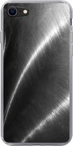 Geschikt voor iPhone SE 2022 hoesje - Metaal print - Zilver - Zwart - Wit - Siliconen Telefoonhoesje