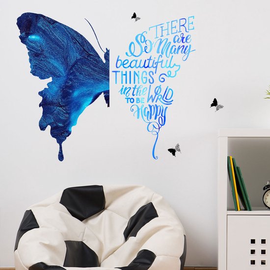Sticker Muursticker Papillon Bleu - Chambre Enfant - Chambre Garçon - Décoration Décoration murale - Sticker Mural - Sticker Enfants 25×35CM*4