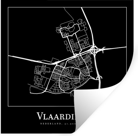 Stickers muraux - Film autocollant - Carte - Vlaardingen - Carte - Plan de la ville - 80x80 cm - Film adhésif - Stickers muraux chambre d'enfant - Papier peint autocollant