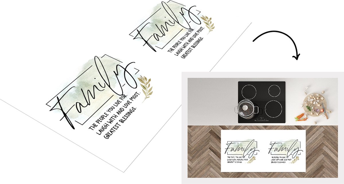KitchenYeah Keukenloper - Loper keuken - Quotes - Spreuken - Family - 120x60 cm - Keukenloper vinyl Multicolor