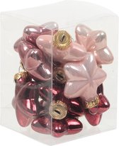 12x Pendentifs étoiles de Noël/Boules de Noël nuances de verre roses - 4 cm - mat/brillant - décorations de Décorations pour sapins de Noël