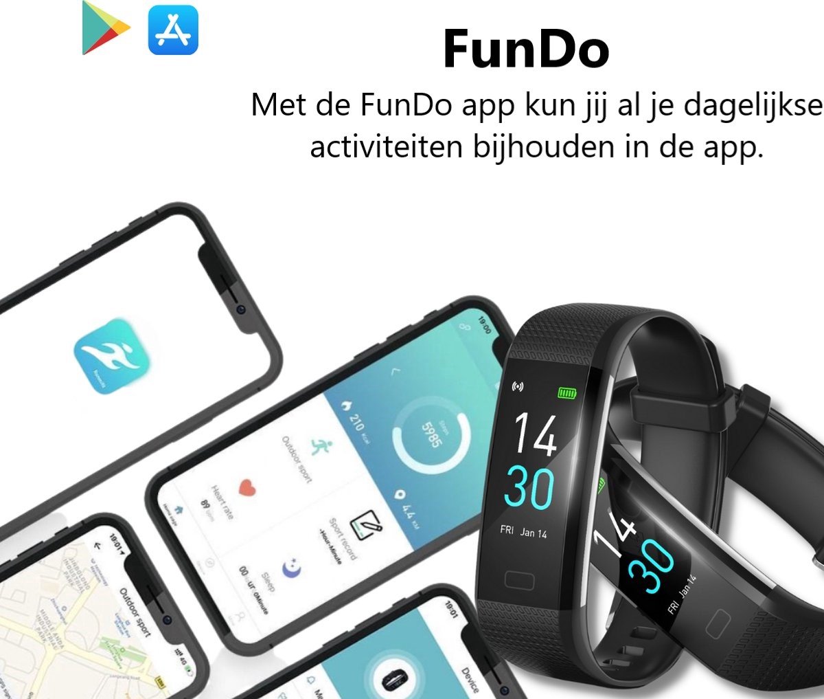 OtiumTime Activity Tracker HR met Stappenteller en Hartslagmeter