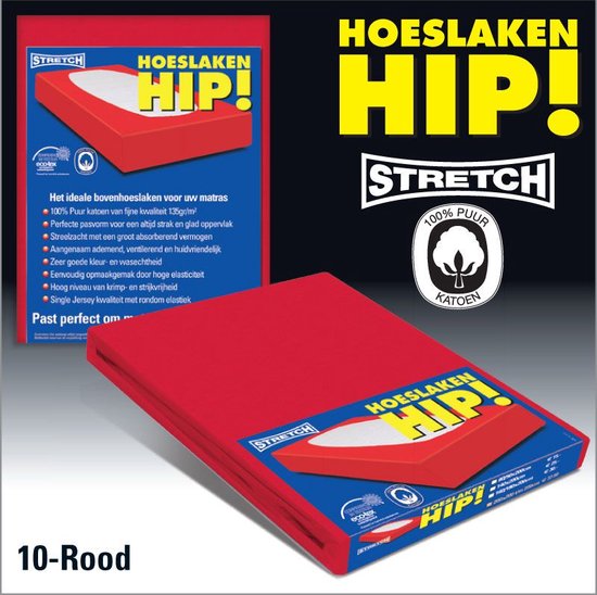 Hip! | 100% katoenen Jersey hoeslaken tot 30cm | Perfecte pasvorm | Stretch | Rood 80/90x200 cm 1persoons