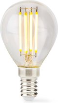 Nedis LED-Filamentlamp E14 - G45 - 4.5 W - 470 lm - 2700 K - Dimbaar - Warm Wit - Retrostijl - 1 Stuks - Doorzichtig