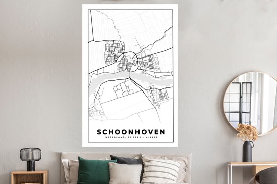 Poster Schoonhoven - Stadskaart - Kaart - Plattegrond - 120x180 cm XXL