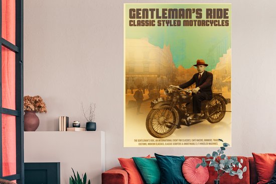 Affiche Mancave - Moto - Homme - Vintage - 120x180 cm XXL