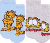Garfield - 2 paar Grijze en Blauwe Babysokjes / 0-14 m