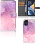 Telefoonhoesje Motorola Moto G22 Flipcase Pink Purple Paint