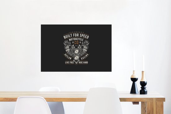 Affiche Mancave - Ailes - Moto - Vintage - 90x60 cm