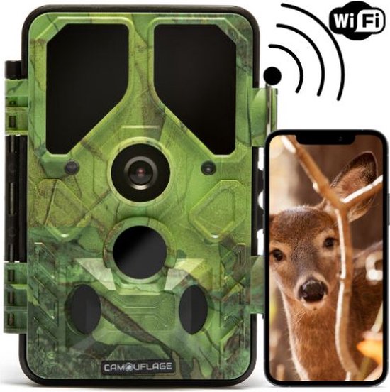 Wildcamera Wifi Bluetooth 32MP HD 1296P, Nachtzicht, Bewegingsmelder