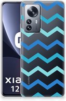 Telefoon Hoesje Xiaomi 12 Pro Siliconen Back Cover Zigzag Blauw
