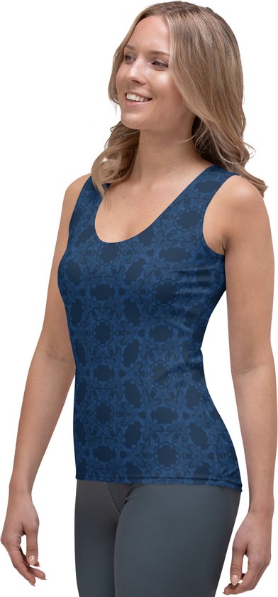 Débardeur - design Grace in Lace - Dry Fit - Haute Performance - impression unique - 4way stretch - UPF 50+ - Running - Yoga - Fitness - Danse - Pilates - Training - Sport Top - dames - bleu foncé bleu classique - taille XL