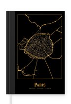 Notitieboek - Schrijfboek - Kaart - Parijs - Goud - Zwart - Notitieboekje klein - A5 formaat - Schrijfblok
