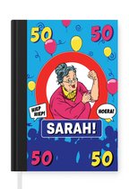 Notitieboek - Schrijfboek - Verjaardag - 50 Jaar Sarah - Ballonnen - Notitieboekje klein - A5 formaat - Schrijfblok
