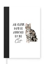 Notitieboek - Schrijfboek - Quotes - Spreuken - All guests must be approved by the cat - Katten - Notitieboekje klein - A5 formaat - Schrijfblok