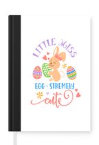 Notitieboek - Schrijfboek - Quotes - Pasen - Little miss egg-stremely cute - Paasei - Hartjes - Notitieboekje klein - A5 formaat - Schrijfblok