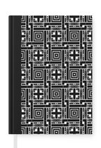 Notitieboek - Schrijfboek - Geometrie - Patroon - Zwart - Notitieboekje klein - A5 formaat - Schrijfblok