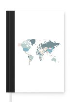 Notitieboek - Schrijfboek - Wereldkaart - Pastel - Landen - Notitieboekje klein - A5 formaat - Schrijfblok