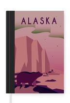 Notitieboek - Schrijfboek - Illustratie van het noorderlicht in Alaska - Notitieboekje klein - A5 formaat - Schrijfblok